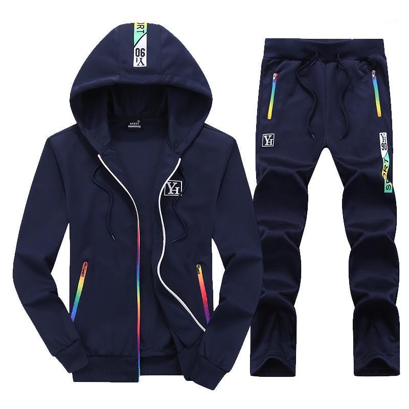 

Men Tracksuit Autumn Thin Fleece Hoodie Jacket Running Jogging Outfit Athletic Casual Set Sport Suit Sweatshirt+pant Sportswear1, Blue