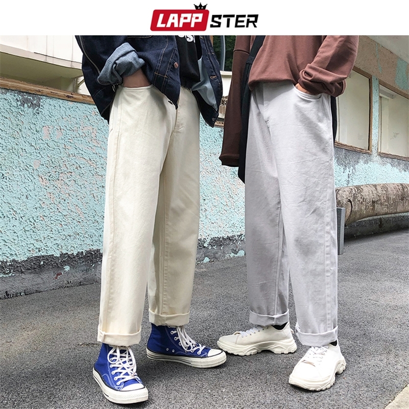 

LAPPSTER Men Solid Korean Fashions Joggers Pants Harem Pants Harajuku Mens Straight Pants Cotton Spring Sweatpangs Coloful 201109, Black