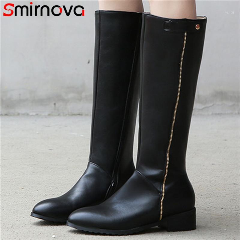 

Smirnova 2020 winter boots for women black white sexy knee high womens boots wholesale solid new hot female1