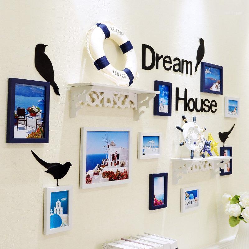 

Creative Photo Frame Set Hanging Wall Combination Photo Wall Decoration Simple Mediterranean Nordic Style Picture Frame Shelf1