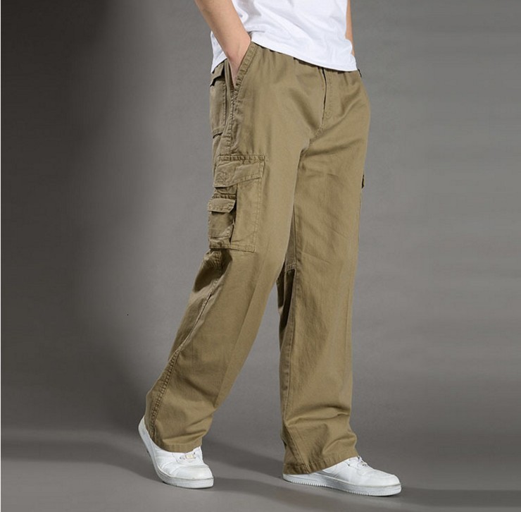 

2021 New Men's Working Clothes Carry Male Plus Size 4xl 5xl 6xl Army Green Elastic Waist Wide Leg Tactical Workman Jogger Pants N4tf