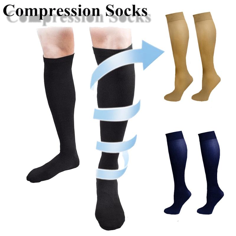 

3 Pairs Hot Unisex Compression Stockings Pressure Varicose Vein Stocking Knee High Leg Support Stretch Pressure Circulation, 3 pairs beige