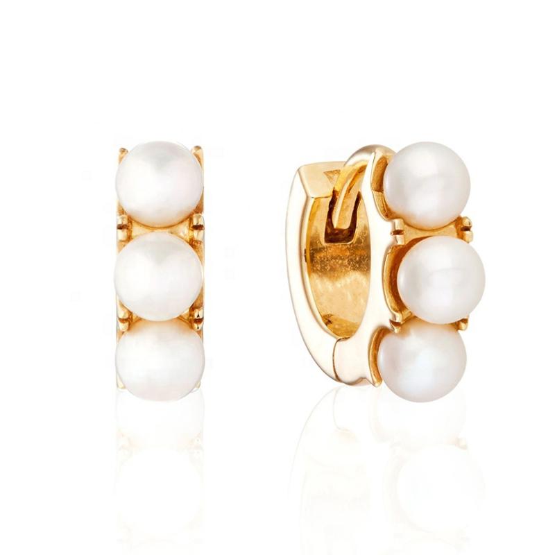 

LOZRUNVE Jewellery Elegant Jewelry 18K Gold Small Pearl Huggie Hoop Earring Women 925 Silver