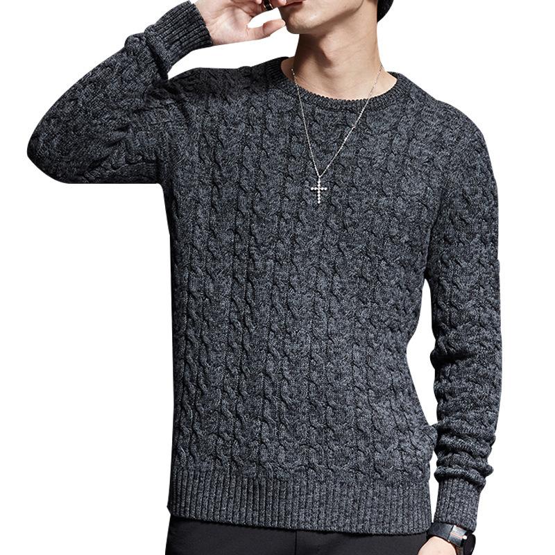 

Men's Sweaters Men Pullovers O-Neck Fashion Slim Fit Knitwear Male Casual Thick Autumn Mens Clothes Korean Style Solid, White;black