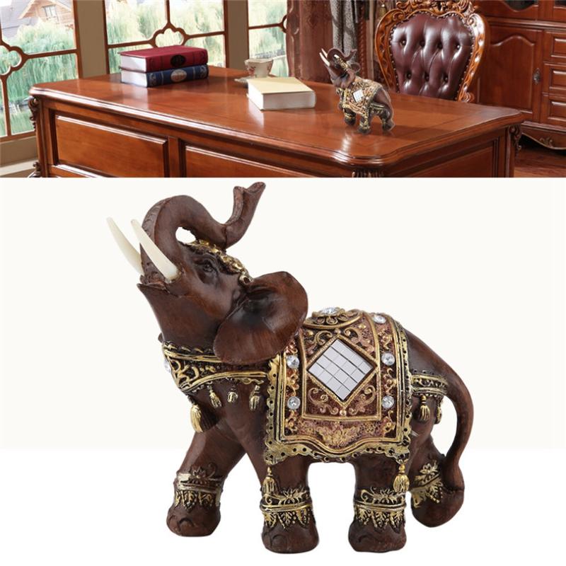 

Home Decor Wood Grain Elephant Desktop Statue Lucky Feng Shui Sculpture Wealth Figurine Gift Elephant Statue Home Decoration