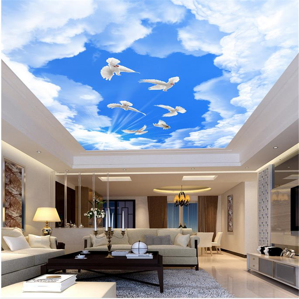 

3d landscape wallpaper 3d ceiling murals wallpaper Sky ceiling mural with blue sky white clouds and sunshine
