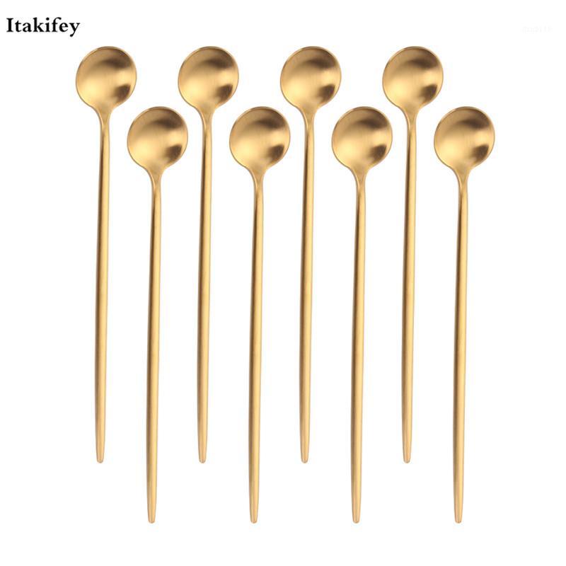

Dinnerware Set Stainless Steel Ice 4/6/8 Pcs Spoon Dessert Coffee Ice Cream Spoons Kitchen Accessories Long Handle1