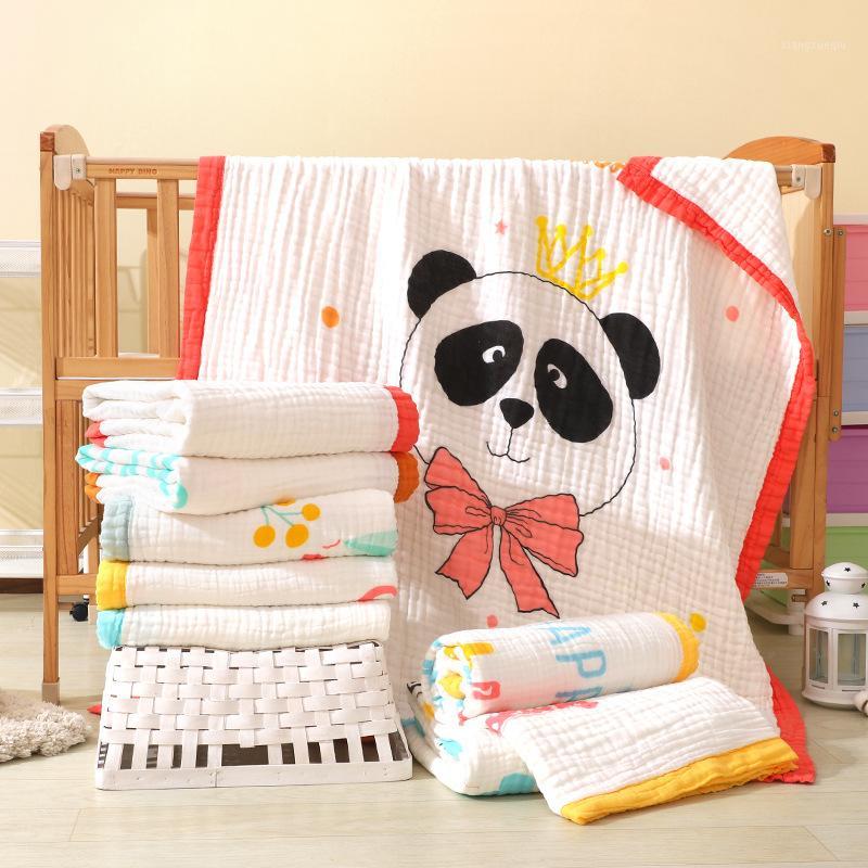 

120X150CM Pure Cotton Six Layer Gauze Bath Towel Cartoon Cute Panda Blanket Newborn Safe Swaddle Baby Comfortable Stroller Wrap1