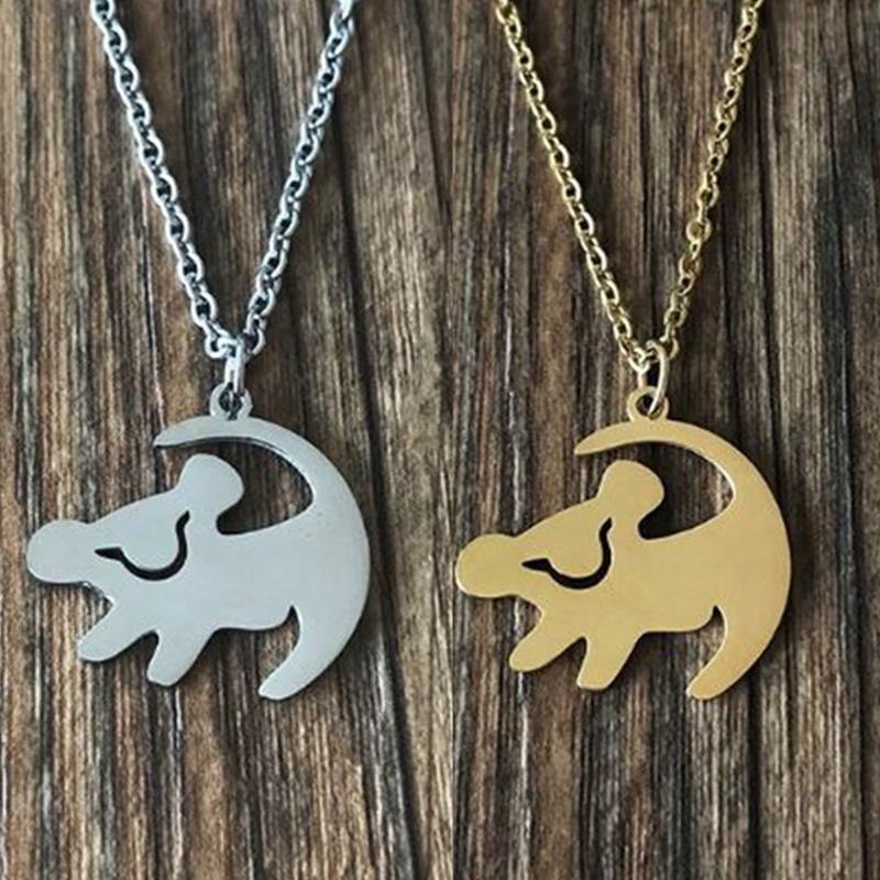 

The Lion King Simba Necklace Stainless Steel Jewelry Remember Who You are Letters Choker Long Chain Fashion Jewelry Women Gift