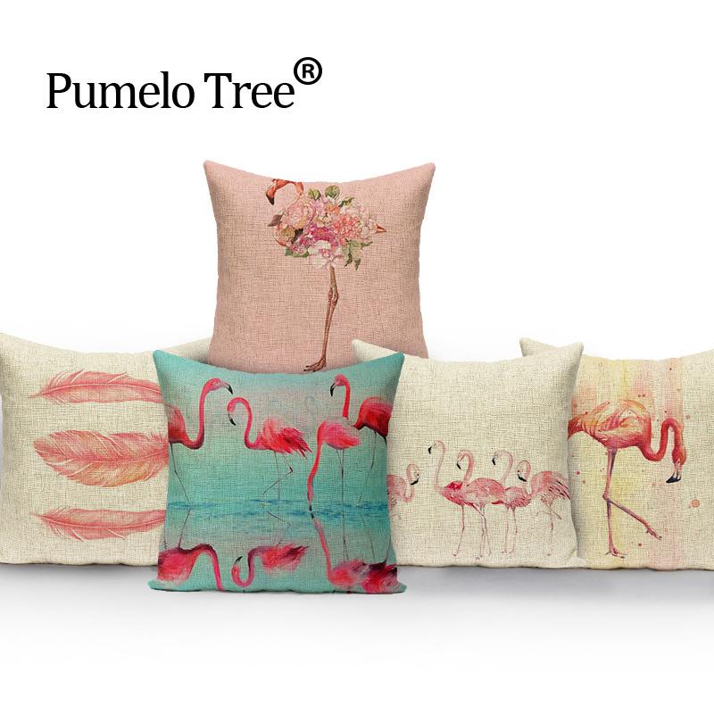 

Pink Flamingo Gifts Cover Cushion Square Home Cushions Lovely Pillow Linen Decorative Cushions Covers Custom Throw Pillows Case, L554-23