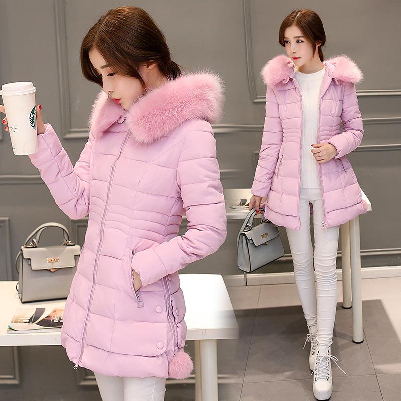 

2020 Faux Fur Parkas Women Down Jacket Womens Parkas Thicken Outerwear hooded Winter Coat Female Jacket Cotton padded Y60, Pink