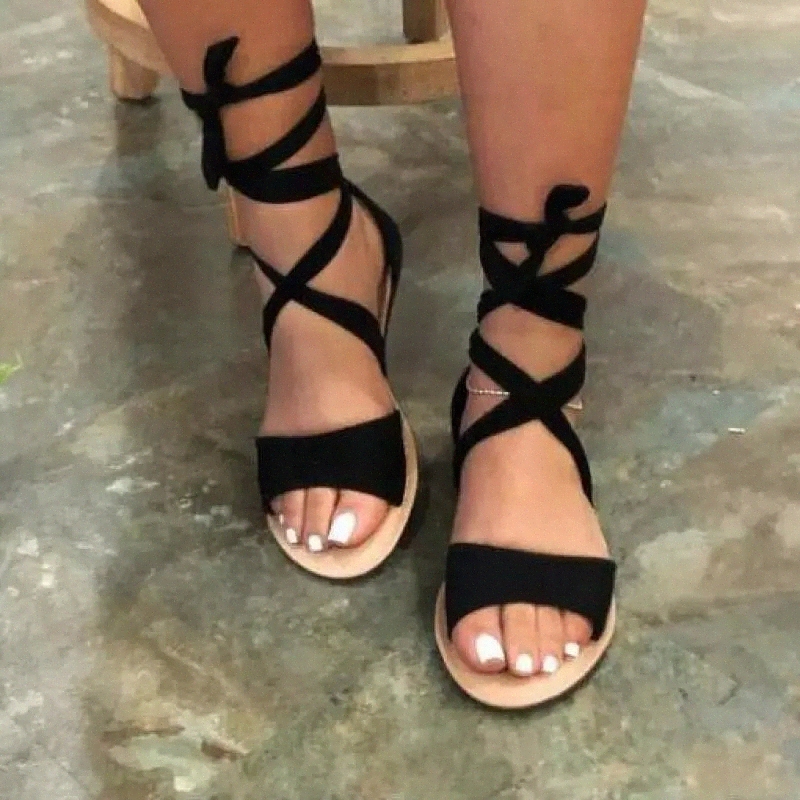 

2020 Fashion Spring Summer Women Sandals Ankle Strap Shoes Casual Over Heel Flat Sandals Plus Size 35-43 #0Z1Q