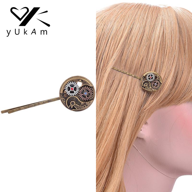 

YUKAM Steampunk Gears Metal Hair Accessories Vintage Hair Clips Pins Barrettes Ornaments Hairgrips for Women Girls Jewelry