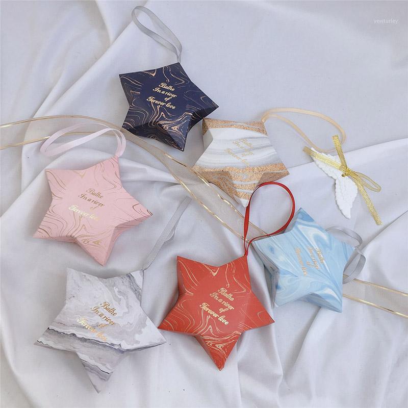 

10PCS Five-pointed Star Boxes Marble Gilding Pattern Wedding Candy Box Birthday Christmas Gift Box With Hand Gift Party Supplies1