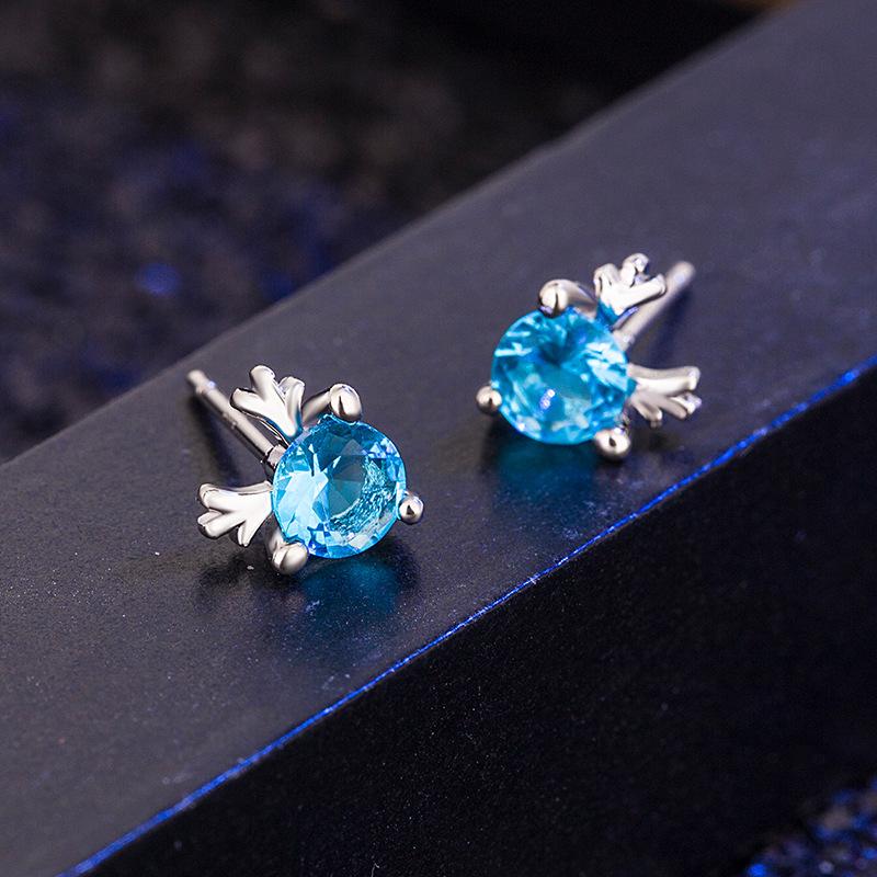 

Natural Sapphire Gemstone Jewelry Mujer S925 Sterling Silver Stud Earring for Women Silver 925 Jewelry Blue Topaz Christmas