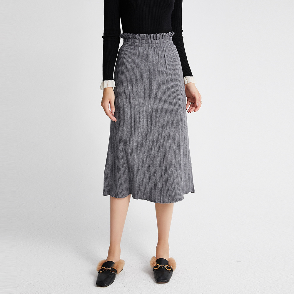 

2021 New Cable Twist Knitted Skirts Autumn Winter Thick Warm Midi Elastic Band High Waist Tulle Skirt for Women Uh4b, Khaki