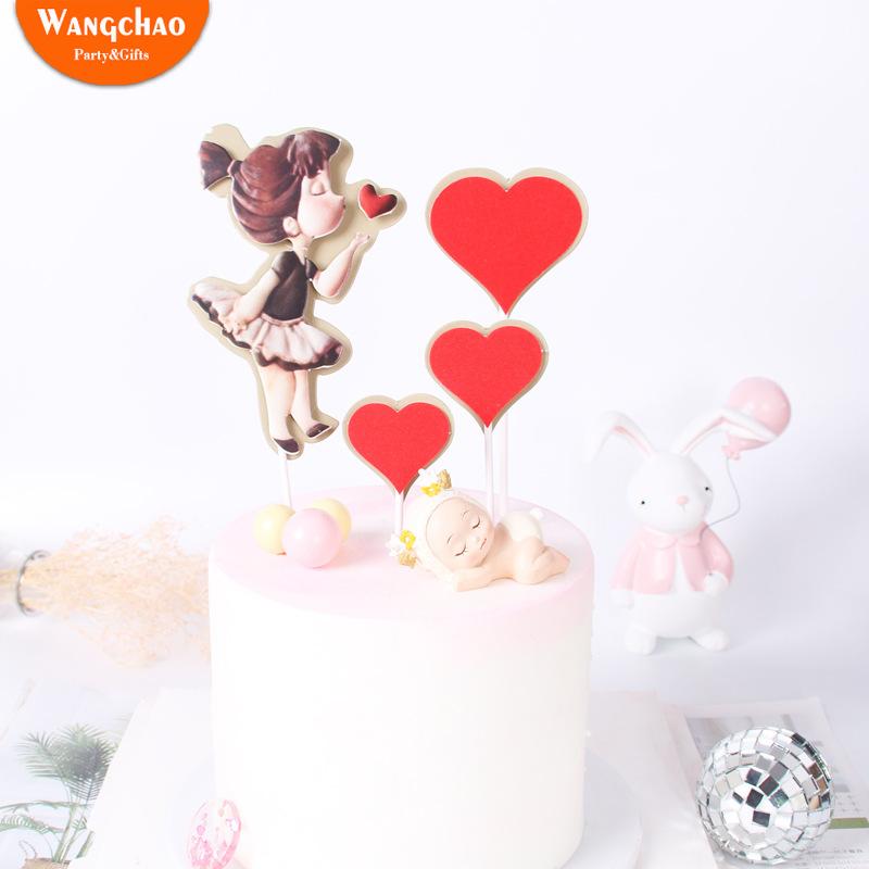 

1 Set Sweet Little Girl Love Heart Cake Topper Sweet 16 Party Decorations Girl Happy Birthday Cake Decorations Party Supplies