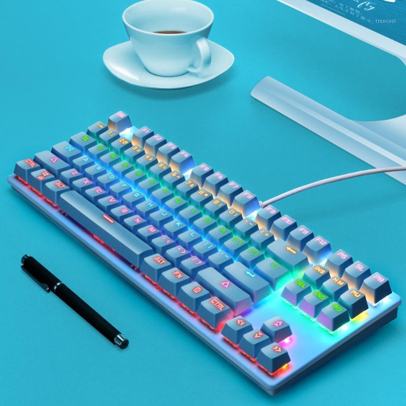 

Fashion Mechanical Keyboard Ergonomic 87 Keys Colorful Backlit For PC Home Office Anti Ghosting Plug And Play USB Wired Gaming1