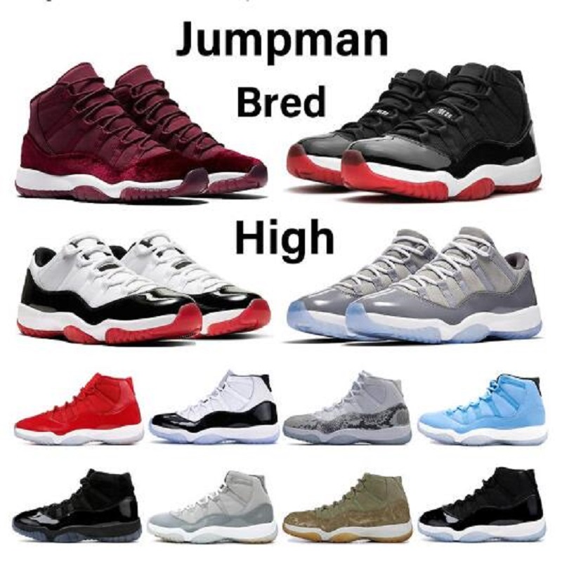 

Jumpman 11 11s mens basketball shoes heiress night maroon platinum tint pink snake skin cool grey low white bred rose gold women sneakers, Color 2