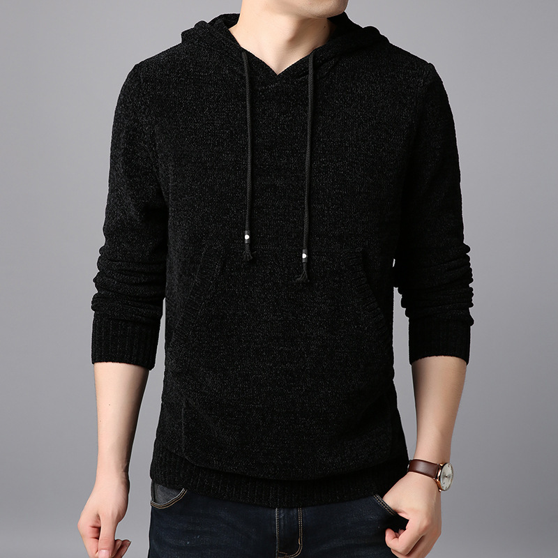

2020 Brand New Autumn Men's Hooded Sweater Jacket Long Sleeve Casual Pullover for Male Hooded Sweater, Black