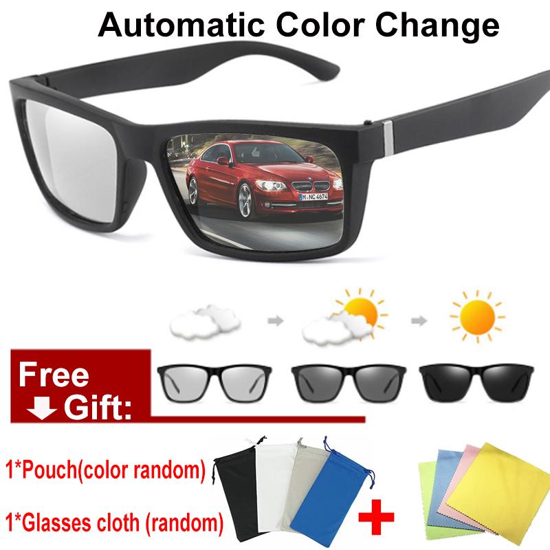 

Driving Photochromic Sunglasses Men Polarized Chameleon Discoloration Sun Glasses Male Fashion Square UV400 Goggles Eyeglasses