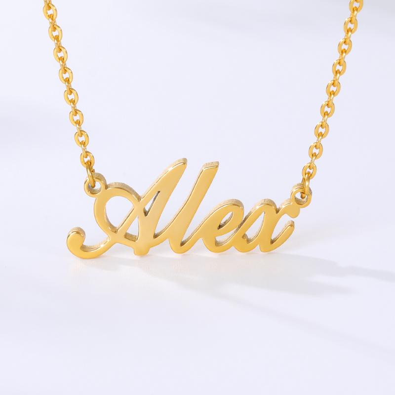 

Fashion Custom Stainless Steel Name Necklace Letter Gold Choker For Women Men Necklace Pendant Nameplate Anniversary Wholesale