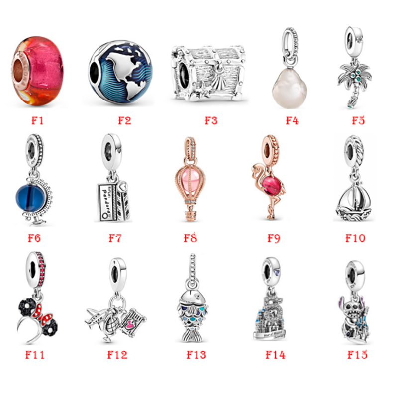 

NEW 925 Sterling Silver Fit Pandora Charms Bracelets Bird Air Balloon Ship Mouse Airplane Fish Globe Charm for European Women Wedding Original Fashion Jewelry