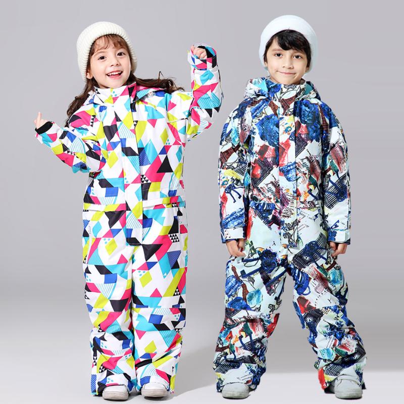 

Children's ski suit Coverall Snowboard jacket Winter Boys and Girls Ski Jackets+Pants Warm Waterproof Snow Jacket Snowwear, Blue snowball