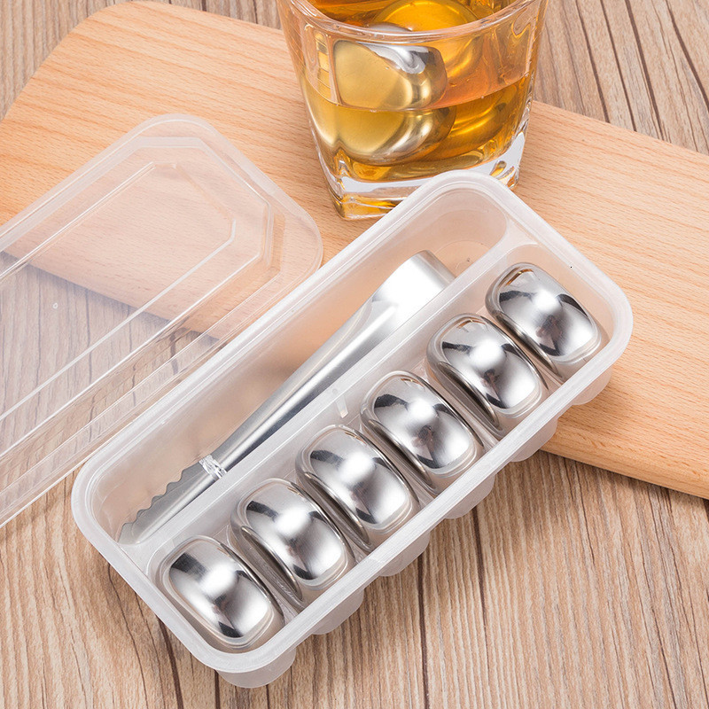 

2021 New Chest Pattern Stainless Steel Whisky Ice Cubes Bar Vodka Wiskey Wine Beer Cooler Rocks Coolers Holder Boxed Chiller Tools U14s