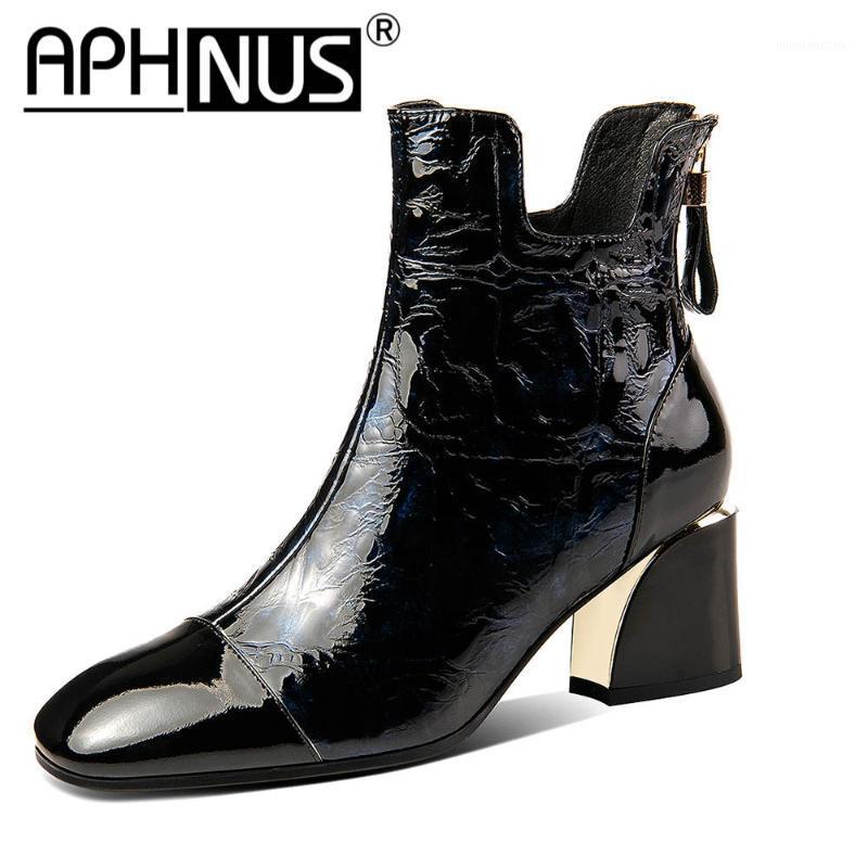 

APHNUS Womens Boots Short Ankle Booties Mid High Heels Pumps Woman 2020 Shoes For Women New Boot1, Black