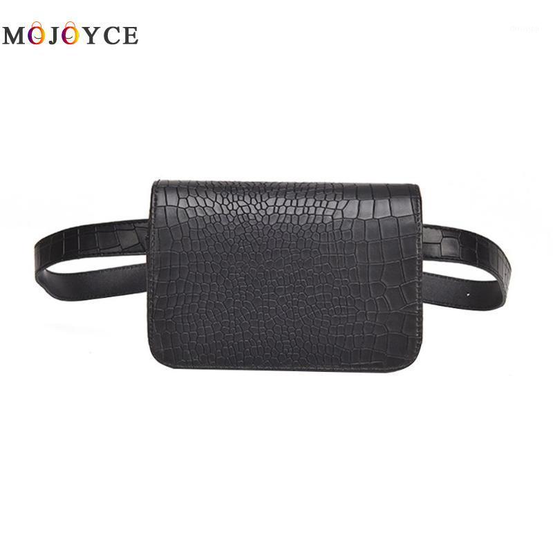 

7.09 X 4.72 X 1.97 inches Women PU Leather Waist Packs Fashion Flap Belt Bag Vintage Fanny Pack Handbag1, Black