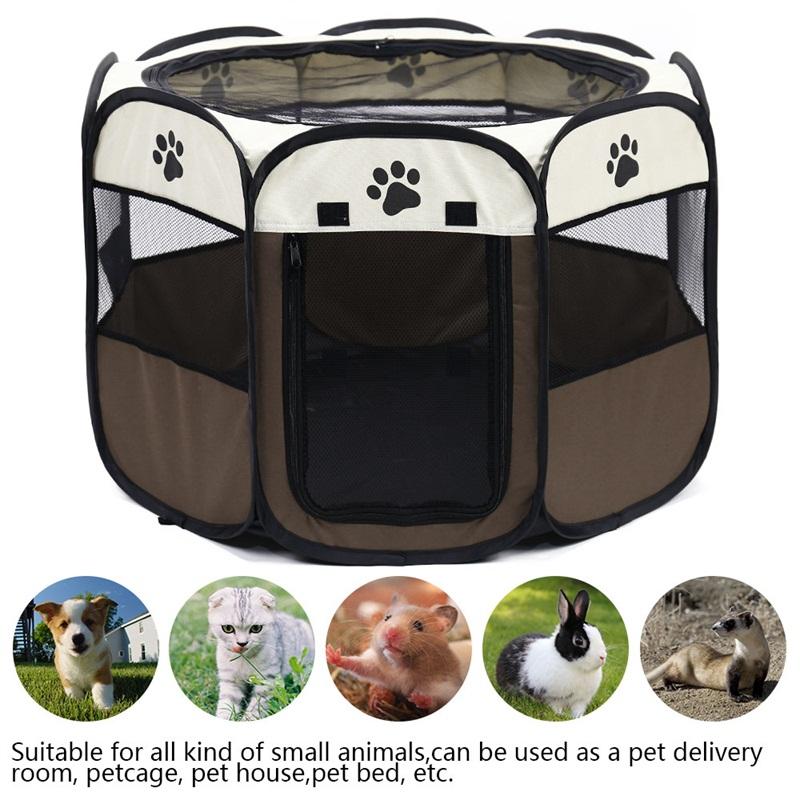 

Portable Folding Pet Carrier Tent Dog House Playpen Multi-functionable Cage Dog Easy Operation Octagon Fence Breathable Cat Tent