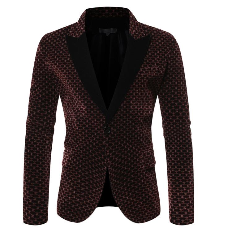 

Men's fashion leisure brand personality business long-sleeve creative plaid suits men blazer mens suits jacket, Navy blue