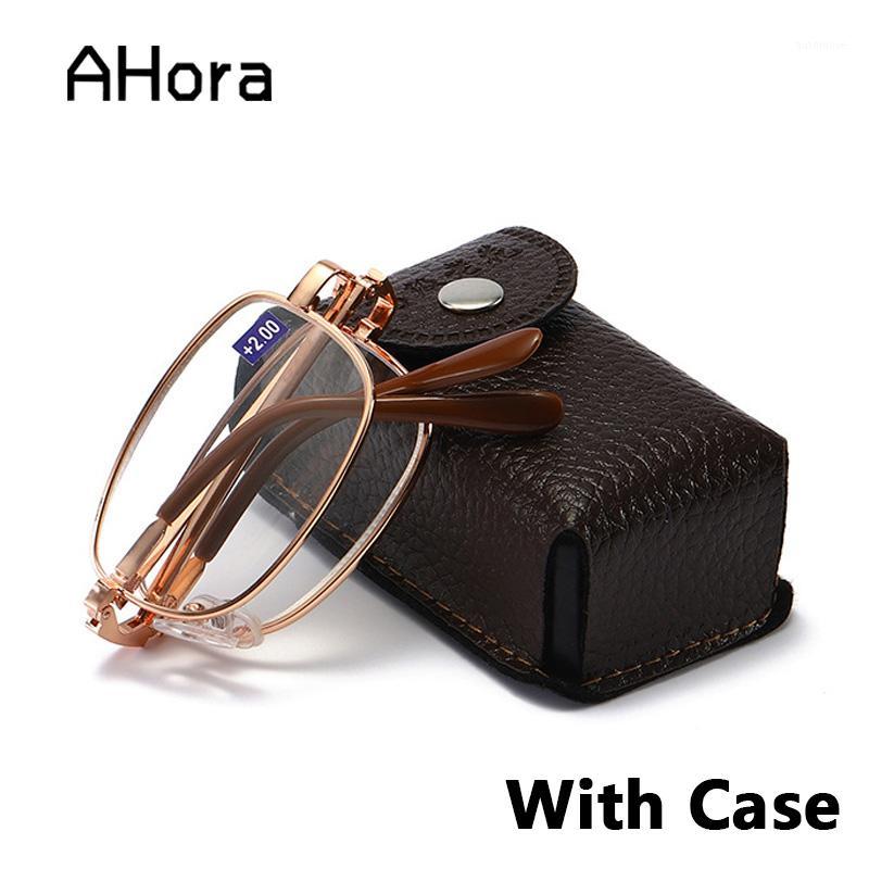 

Ahora Portable Foldable Reading Glasses for Men Women With Leather Case Folding Reading Presbyopia Glasss +1.00~4.001