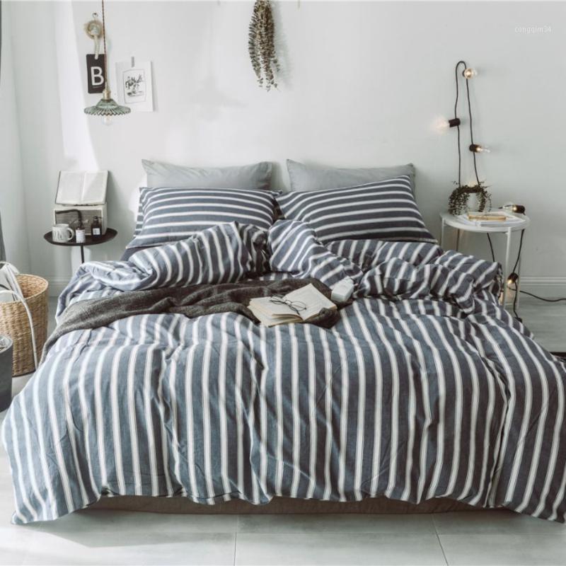

Soft Cotton Bedding Set Home Textile Soft Bed Linen Duvet Cover Green Simple Flat Bed Sheet 3/4pcs Single Queen  Bedding Set1, Model 5