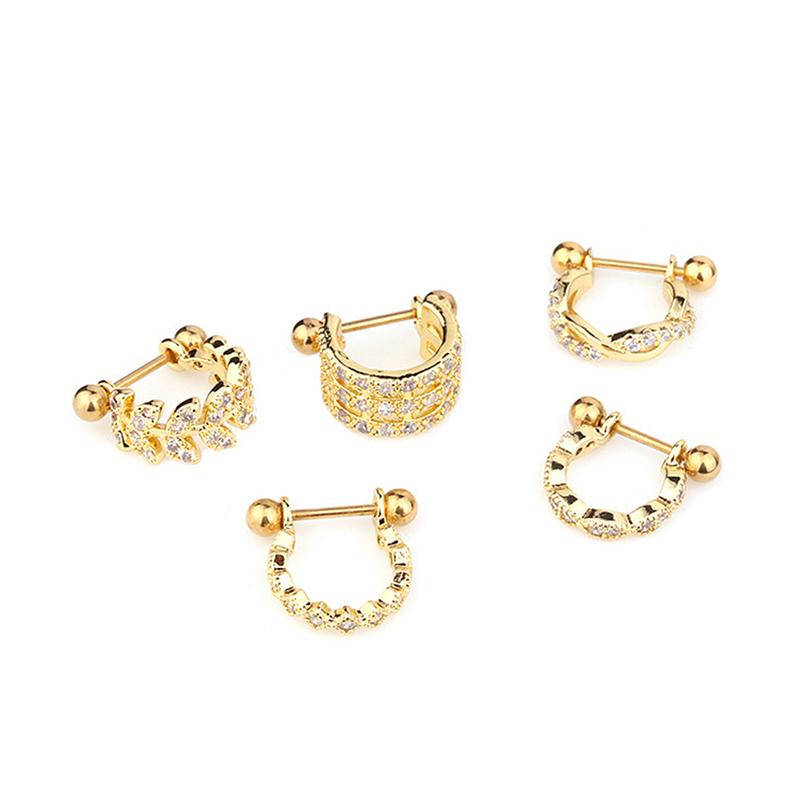 

1Pc U Type Earring Barbell With Crystal Hoop Earring Ear Piercing Jewelry