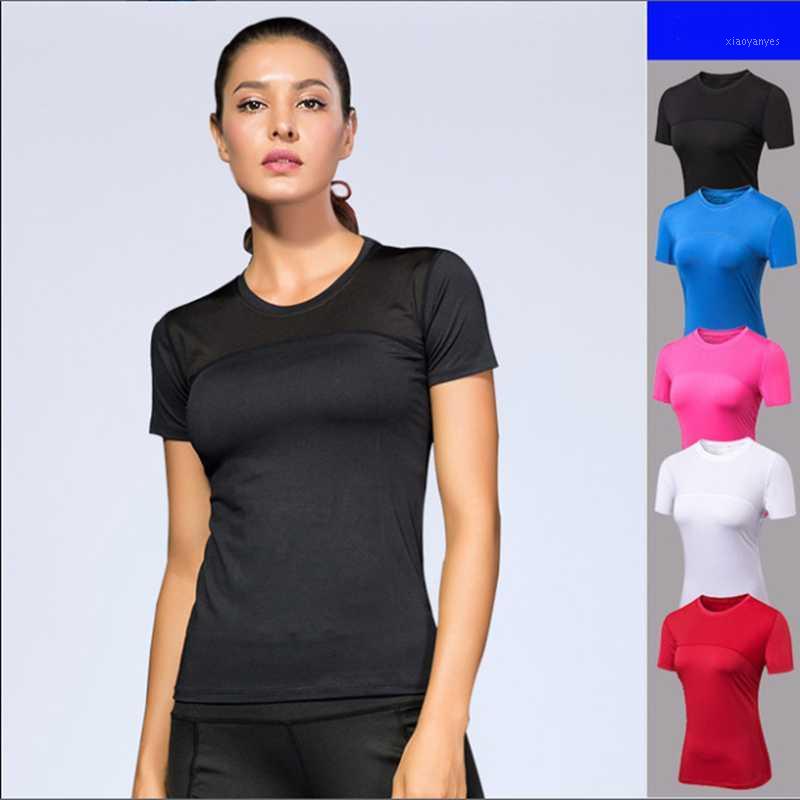 

womens sports Pro t-shirt quick dry tight fitness yoga workout running trainning T-shirts with 5colors1, Black