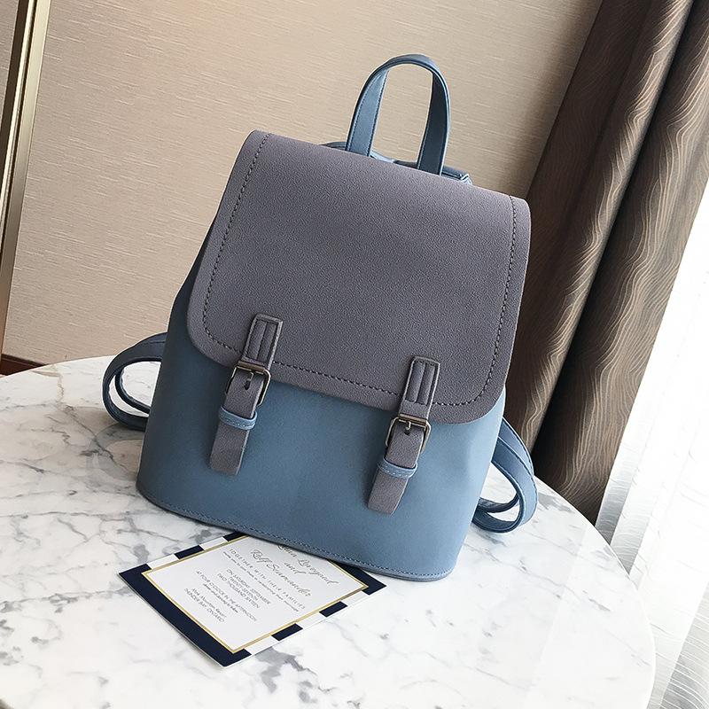 

2021 New Women Backpack Contrast Color Fashion Shoulder Sac Female School Bags Large Capacity PU Leather Backpacks Travel Bag, Black