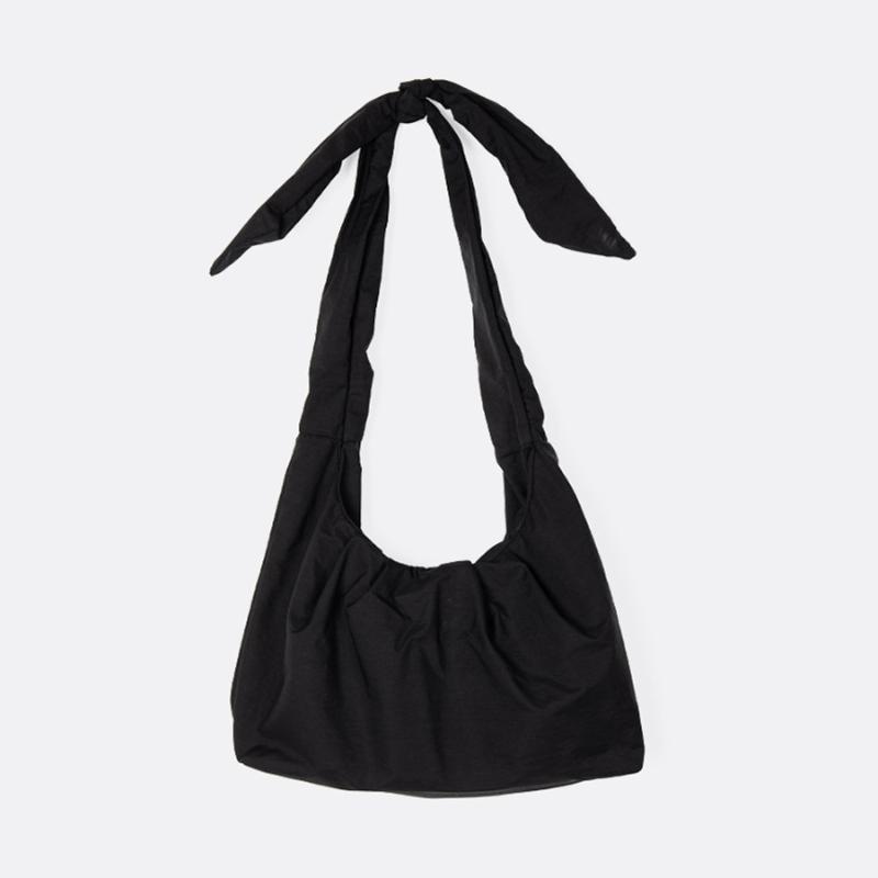 

Casual Bowknot Canvas Shoulder Bags For Women Solid Color Pleated Crossbody Bags Female Fashion Small Square Bag Women's Handbag, Black