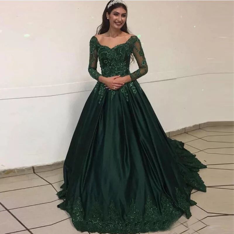 

2021 New Robe Soiree Evening Dresse Lace Applications Beading Dressed a Galaxy Xy VRA2, Dark green