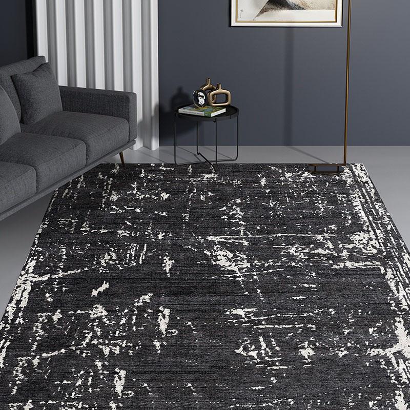 

Nordic Style Carpet Fashion Black Grey Family Living Room Bedroom Bedside Rug Modern Simple Sofa Table Rectangle Floor Mat, As picture