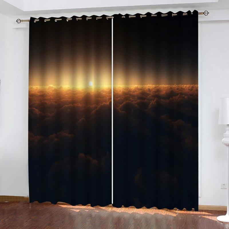 

Photo 3D Curtains for Living Room Window black cloud curtains Window Drapes Luxury 3D For Living room, As pic