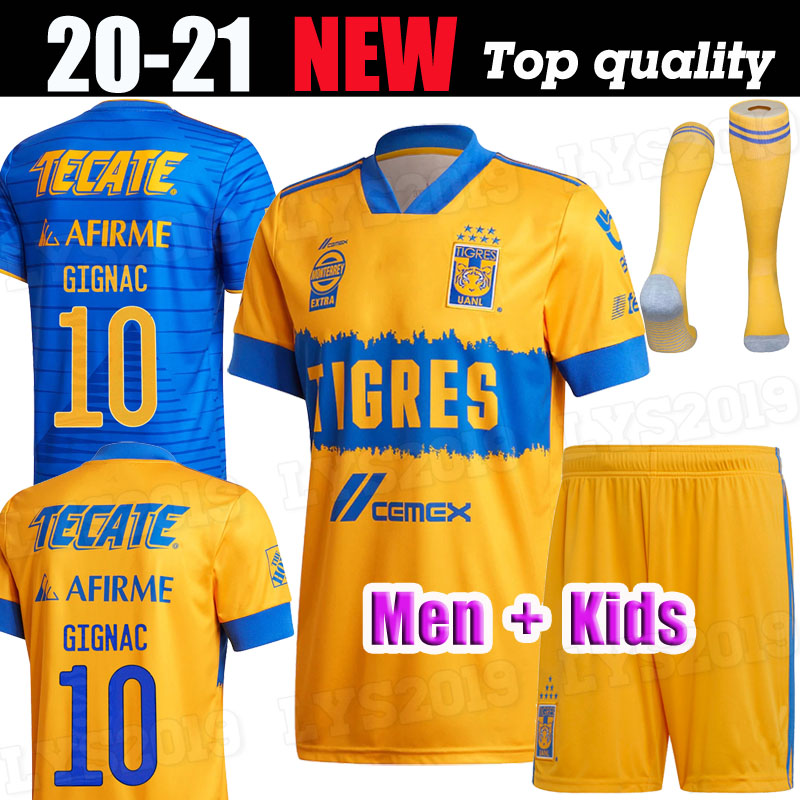 

7 Star Tigres UANL Soccer Jersey GIGNAC VARGAS GUERRON men kids set 20/21 Camiseta de futbol Mexico DAMIAN Liga MX Football Shirt, Black