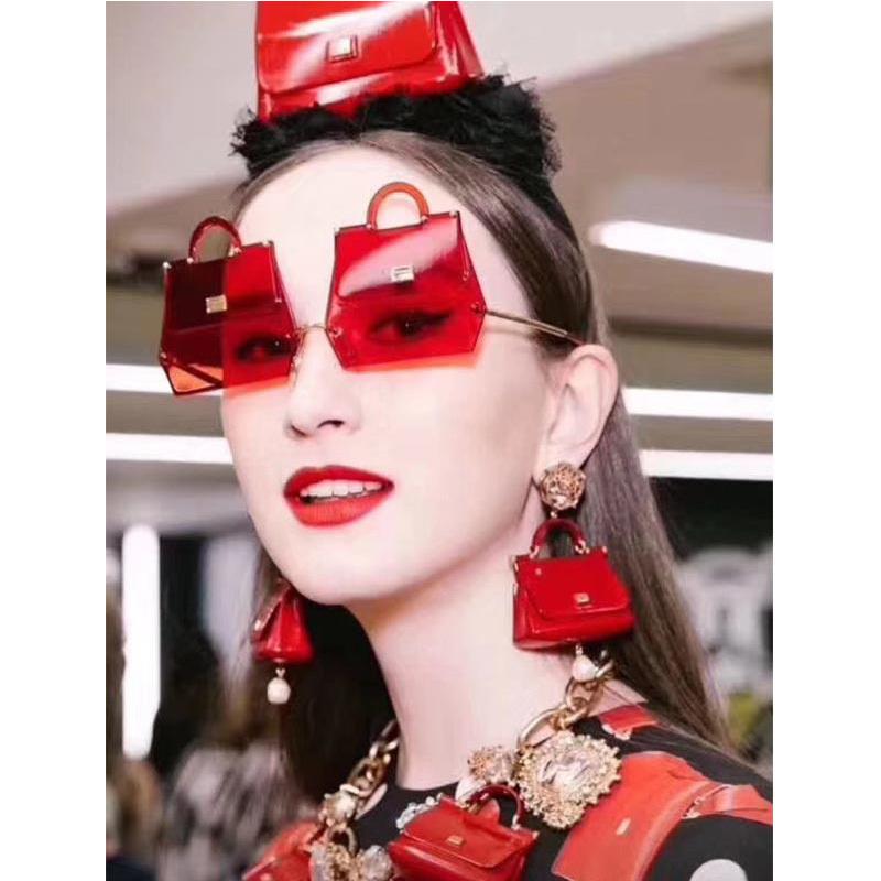 

Square Trend Handbag Shape Sunglasses Women Irregular Metal Frame Modern Rimless Fashion Sun Glasses Gafas UV400