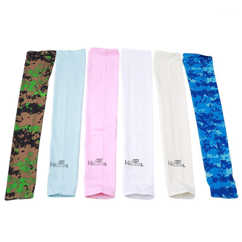 

Arm Sleeve For Sun Protection Arm Warmer Half Finger Camouflage Print Golf Cycling Bike Long Gloves Running Sleeves Manguito1, White