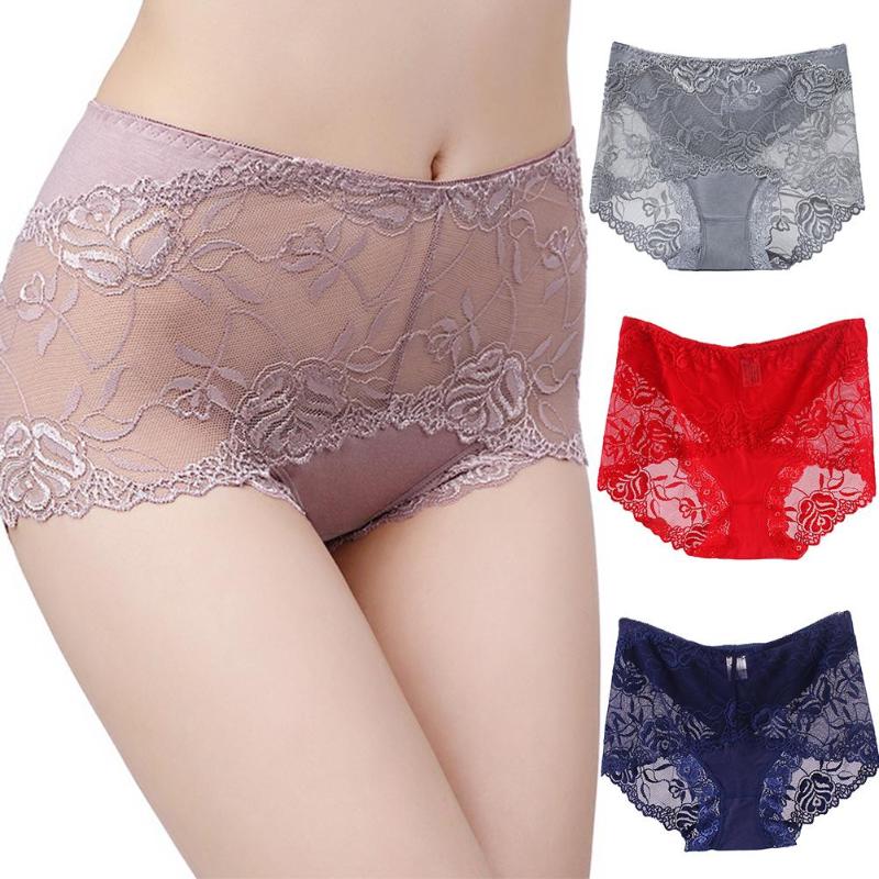 

Womens Briefs Plus Size Sexy Panties Women High Waist Lace See Through Women Panties Briefs Sexy Underwear Cotton, Dark blue