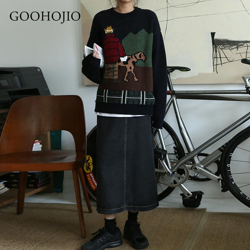 

GOOHOJIO 2020 New Oversized Fashionable Women Denim A-line Skirt Autumn High Waist Skirts Women Chic Loose Denim Skirt Ladies, As pic