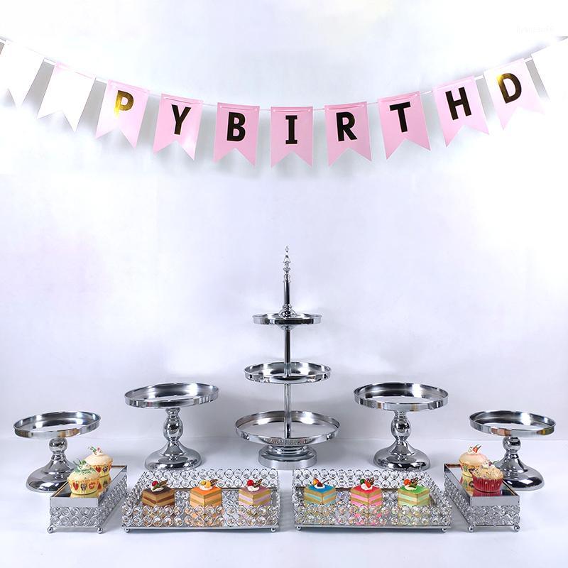 

1-9pcs electroplate silver cupcake wedding cake stand mirror barware decorating cooking cake tools bakeware set party dinnerware1