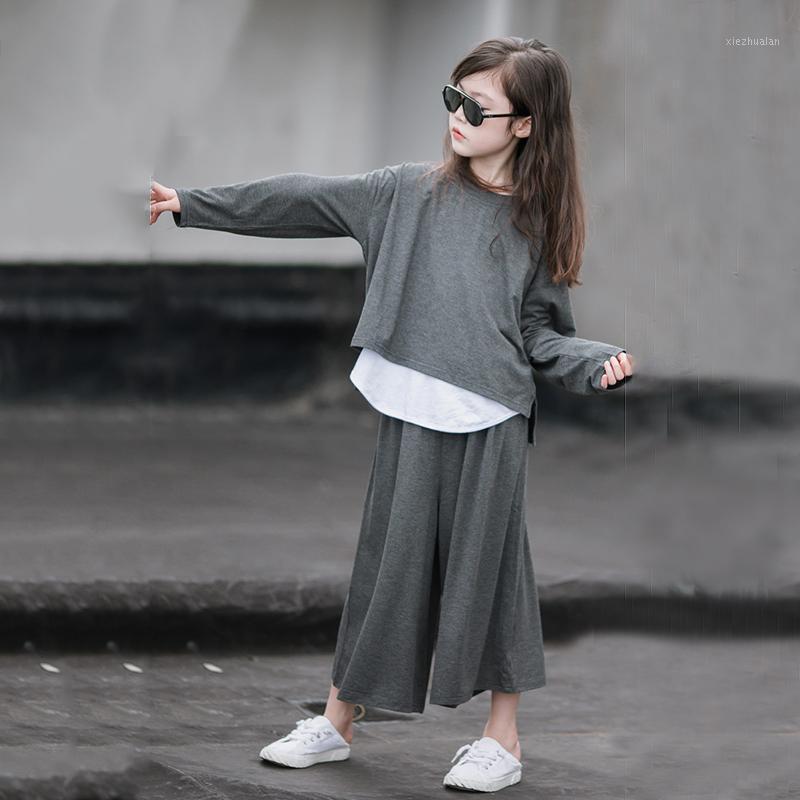 

Baby Girls Autumn 2020 New 3PS Clothes Set Children Casual Shirt and Wide Leg Pants Set Kids Girls Cotton Three-Piece Set, #10711, Clothing set(3ps)