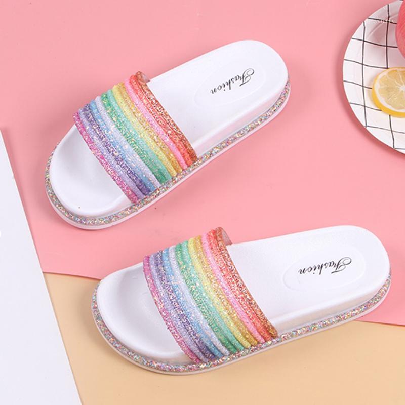 

YOUYEDIAN Slippers Women Shoes 2020 Fashion Outdoor Rainbow Platform-bottom Casual Beach Anti-slip Slippers Chanclas Mujer1, Pink